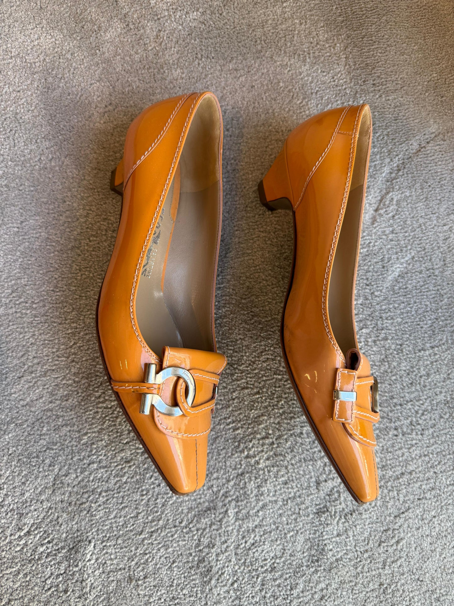 Salvatore Ferragamo Little Orange Heels 36.5