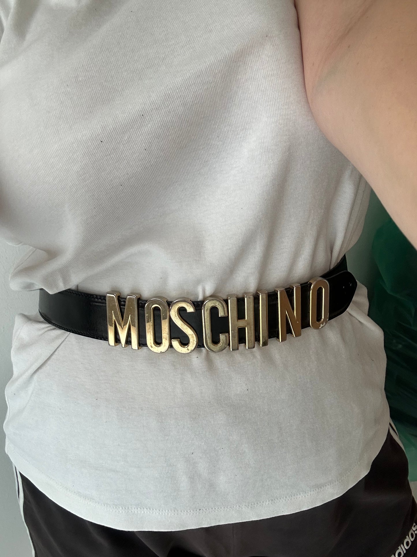 Vintage MOSCHINO gold letters belt