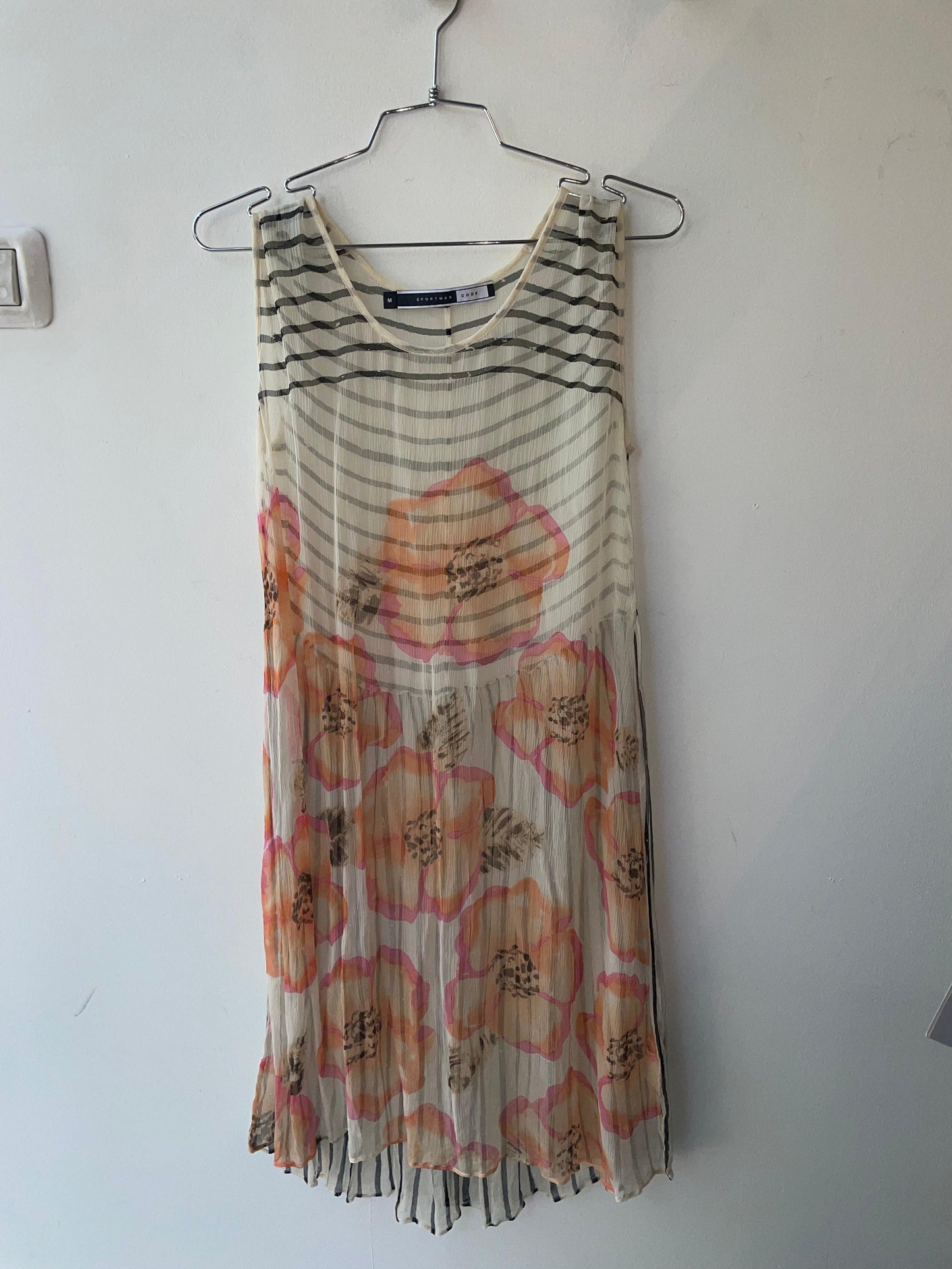 Sportmax Code Sheer Floral Stripe Dress
