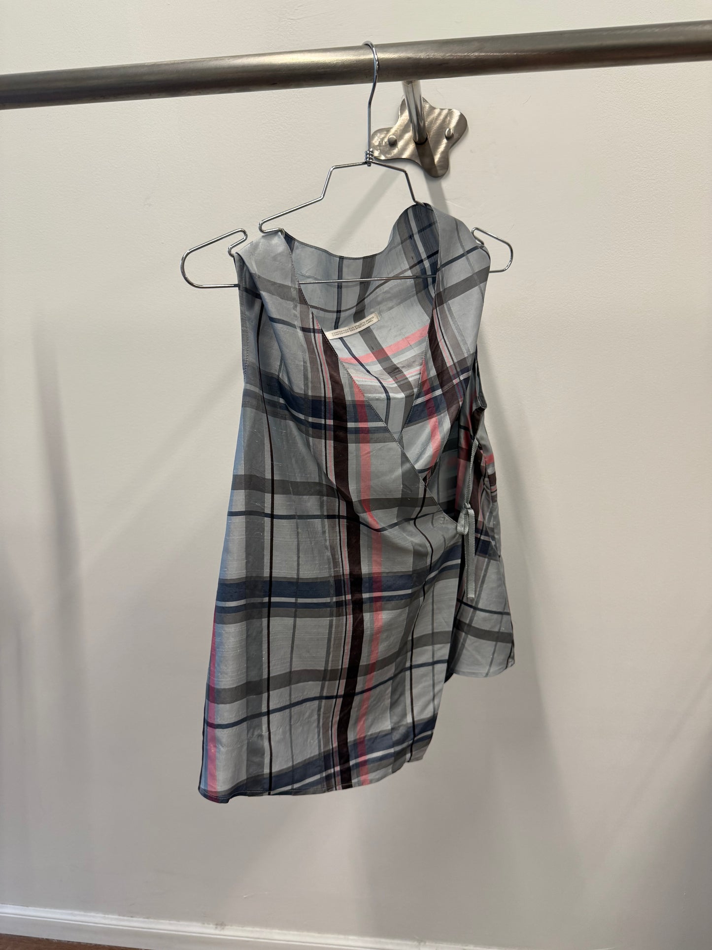 Yohji Yamamoto +Noir Draped Check Top