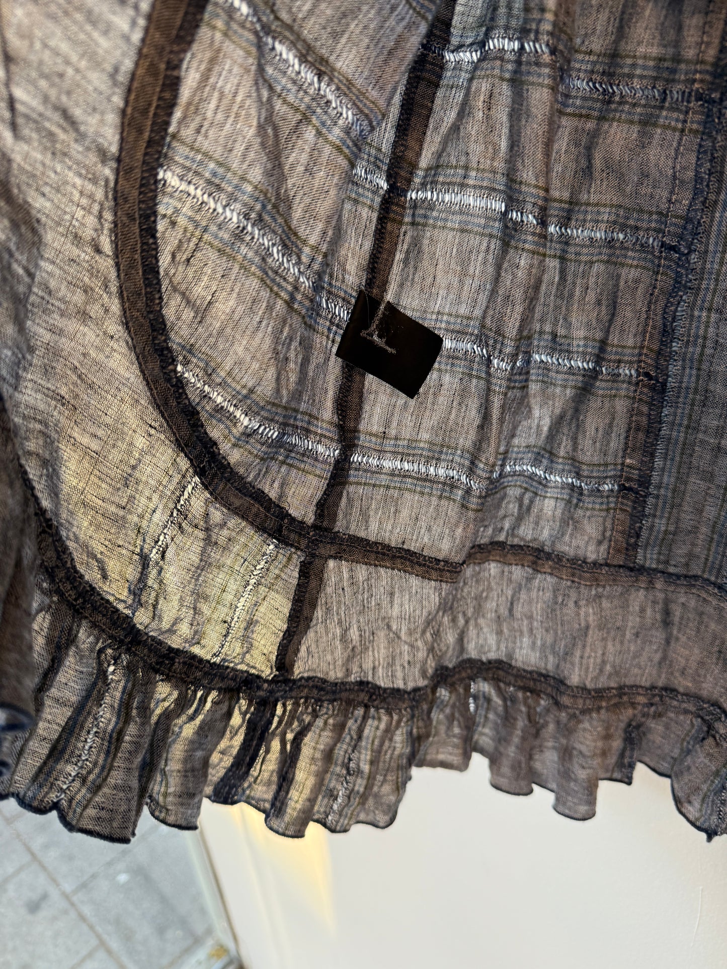 Anna Sui Linen Ruffle Top