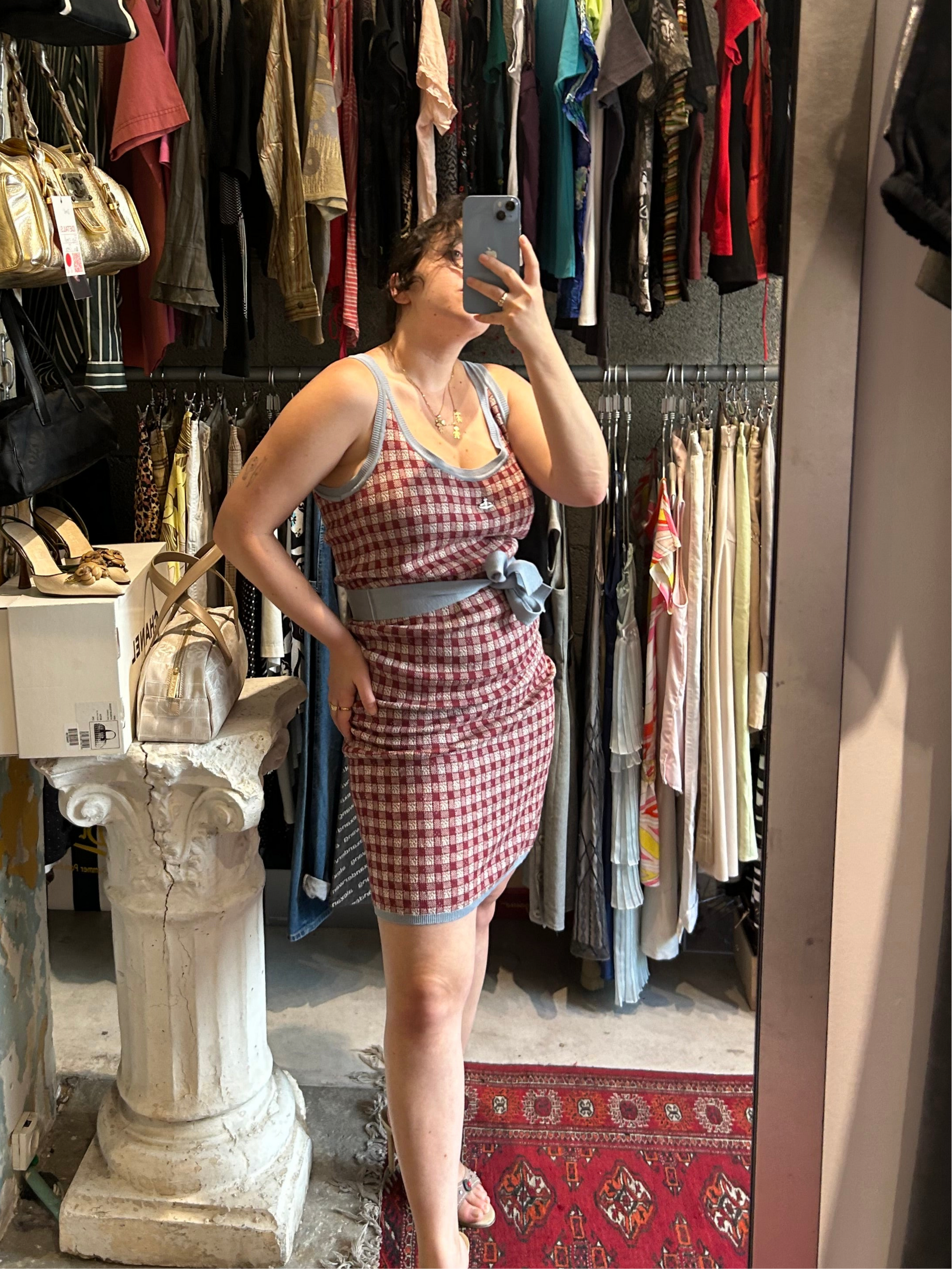 Vivienne Westwood knitted plaid orb dress JILLBERT Vivienne Westwood knitted plaid orb dress JILLBERT