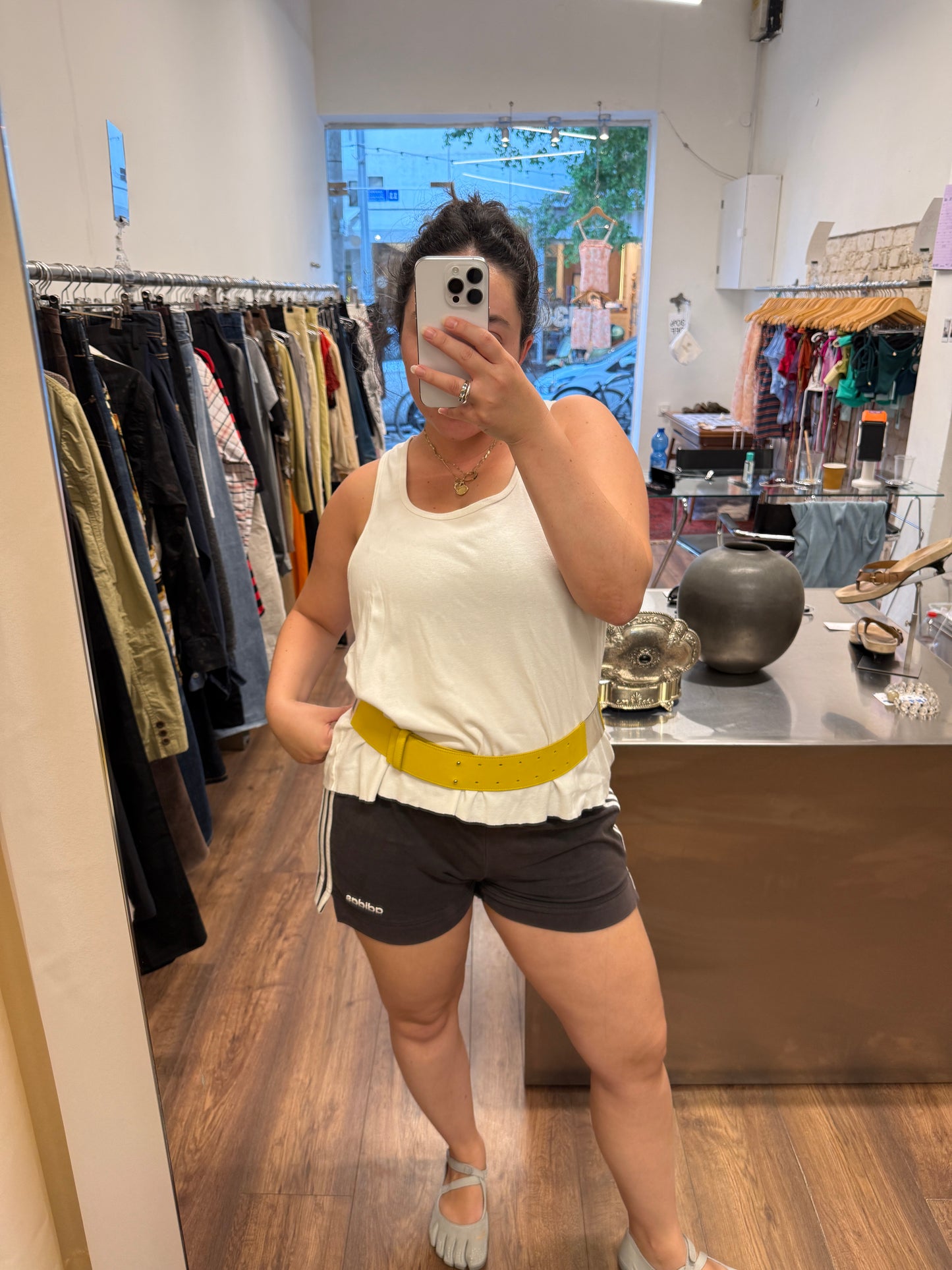 Issey Miyake 2000s Yellow Leather & Clear Vinyl Belt
