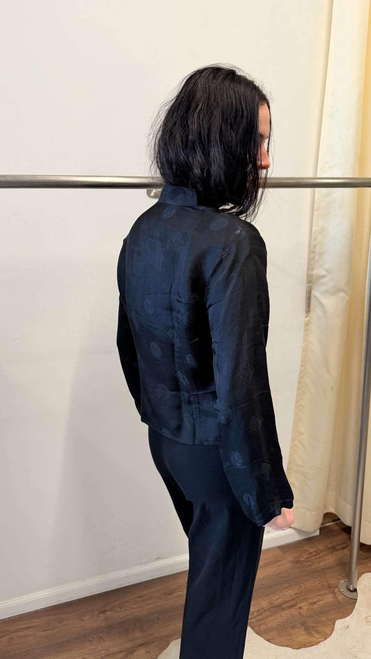 Vintage Black Silk Jacquard Chinese Jacket