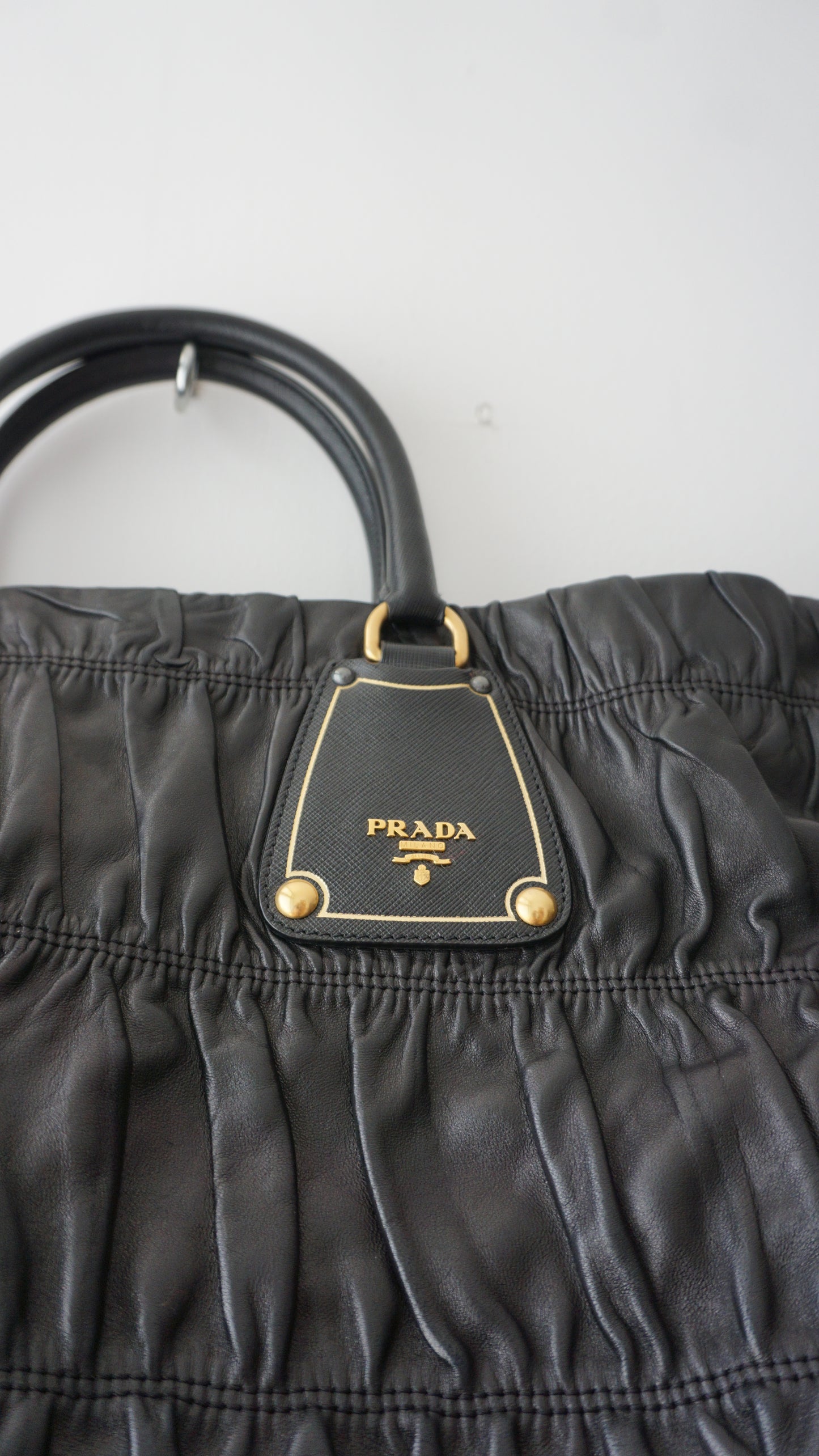 PRADA black nappa gaufre tote