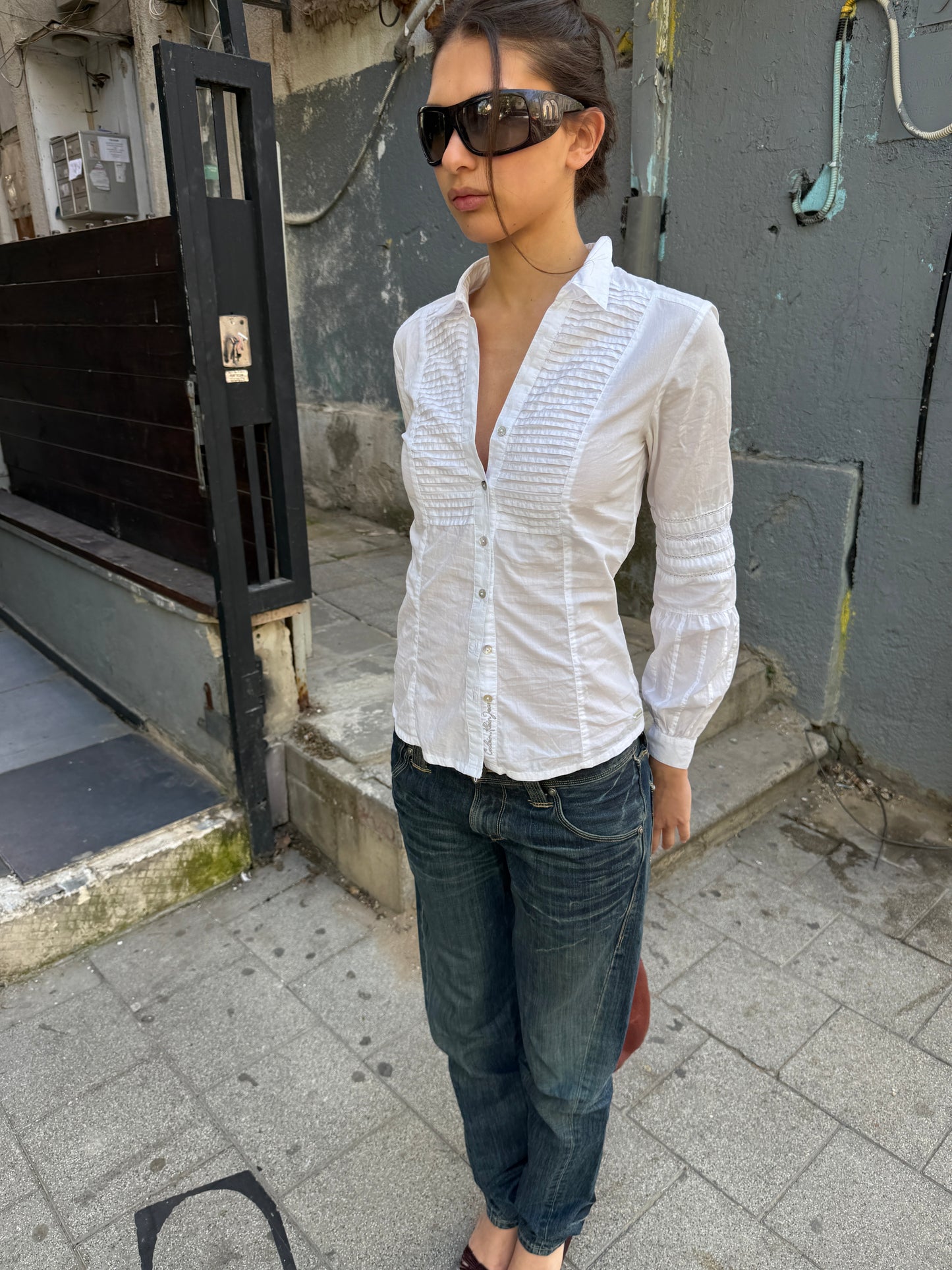 Calvin Klein Pintuck Shirt c. 2000s
