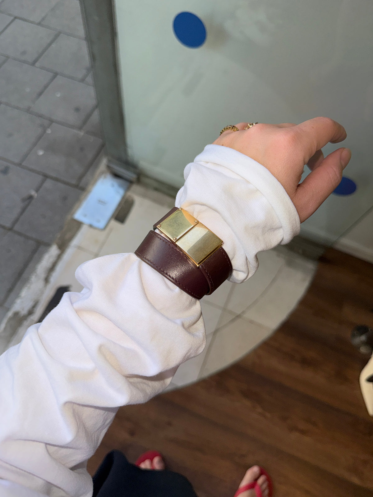 Céline by Phoebe Philo Burgundy Leather Double-Wrap Bracelet
