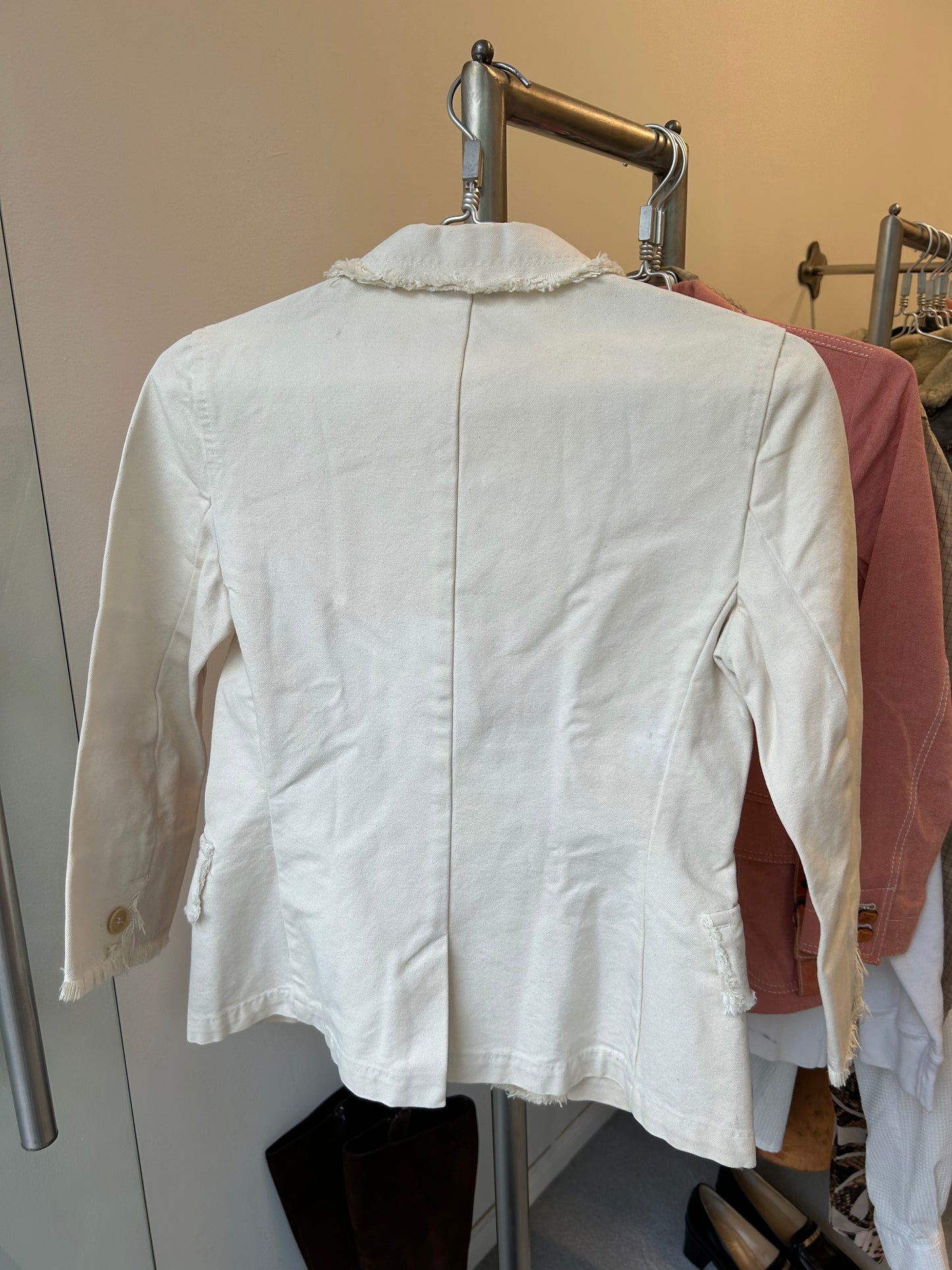 SPORTMAX cream frayed jacket