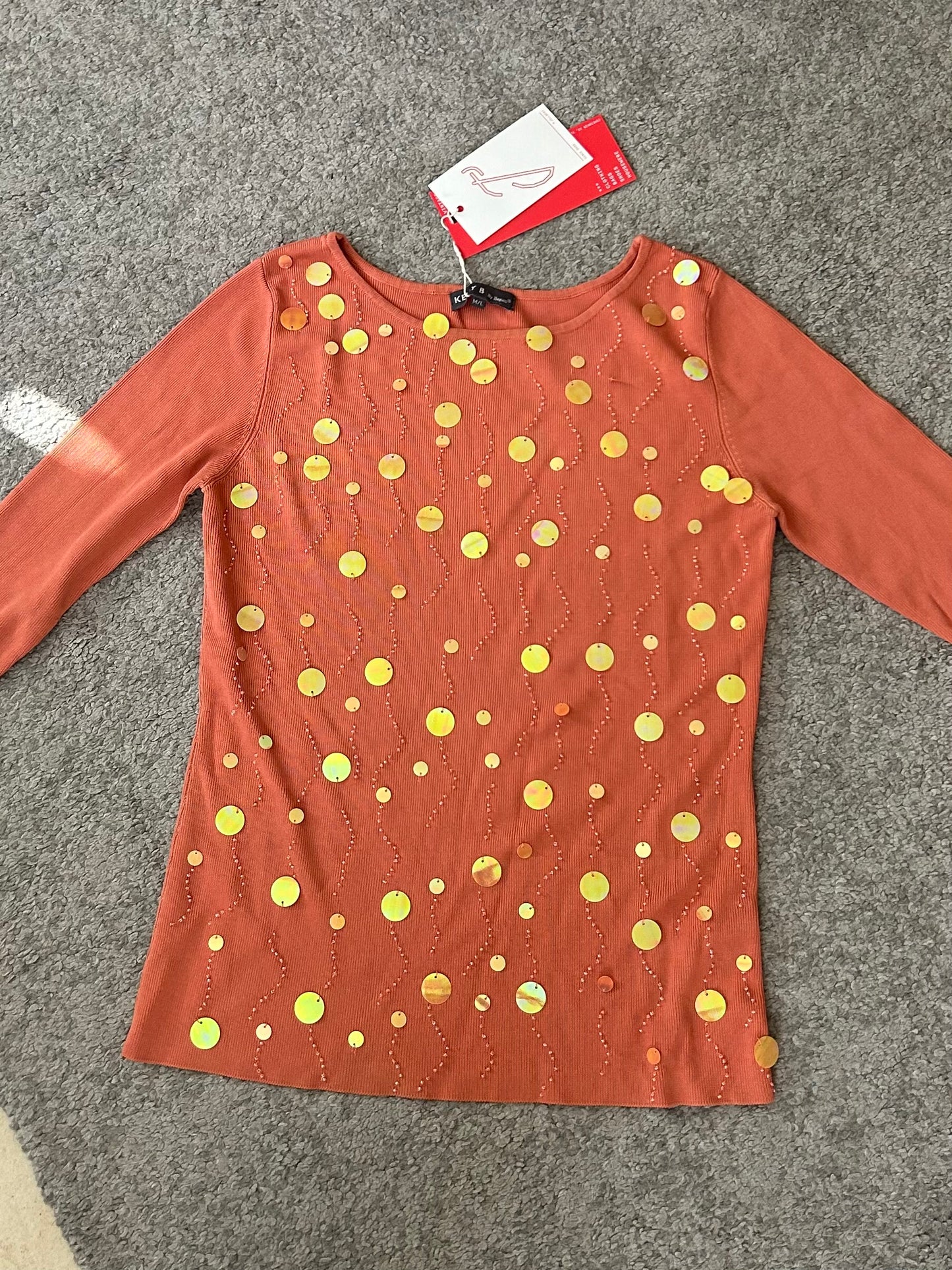 Kelly B sequence orange 3/4 blouse