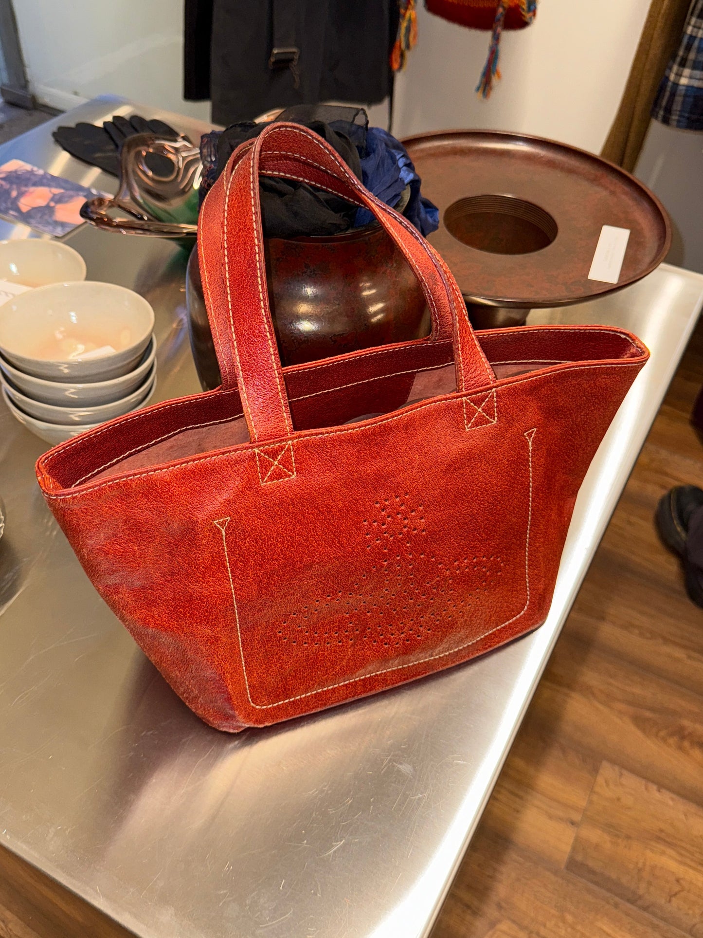 Vivienne Westwood Red Leather Tote late 90s