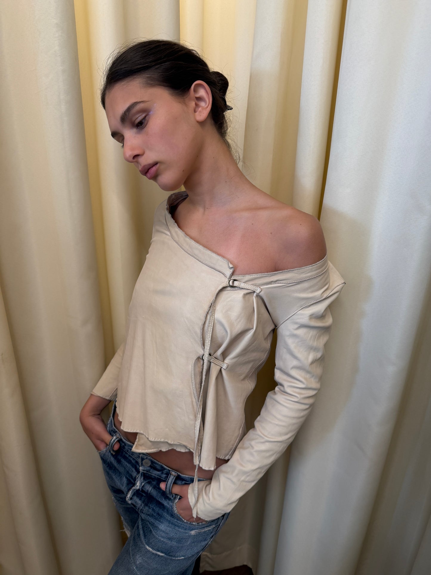 Sisii Washable Leather Wrap Top