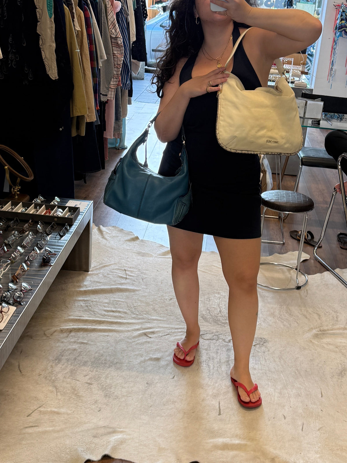 Jimmy Choo Snakeskin-Trimmed Ivory Leather Hobo Bag Late 2000s