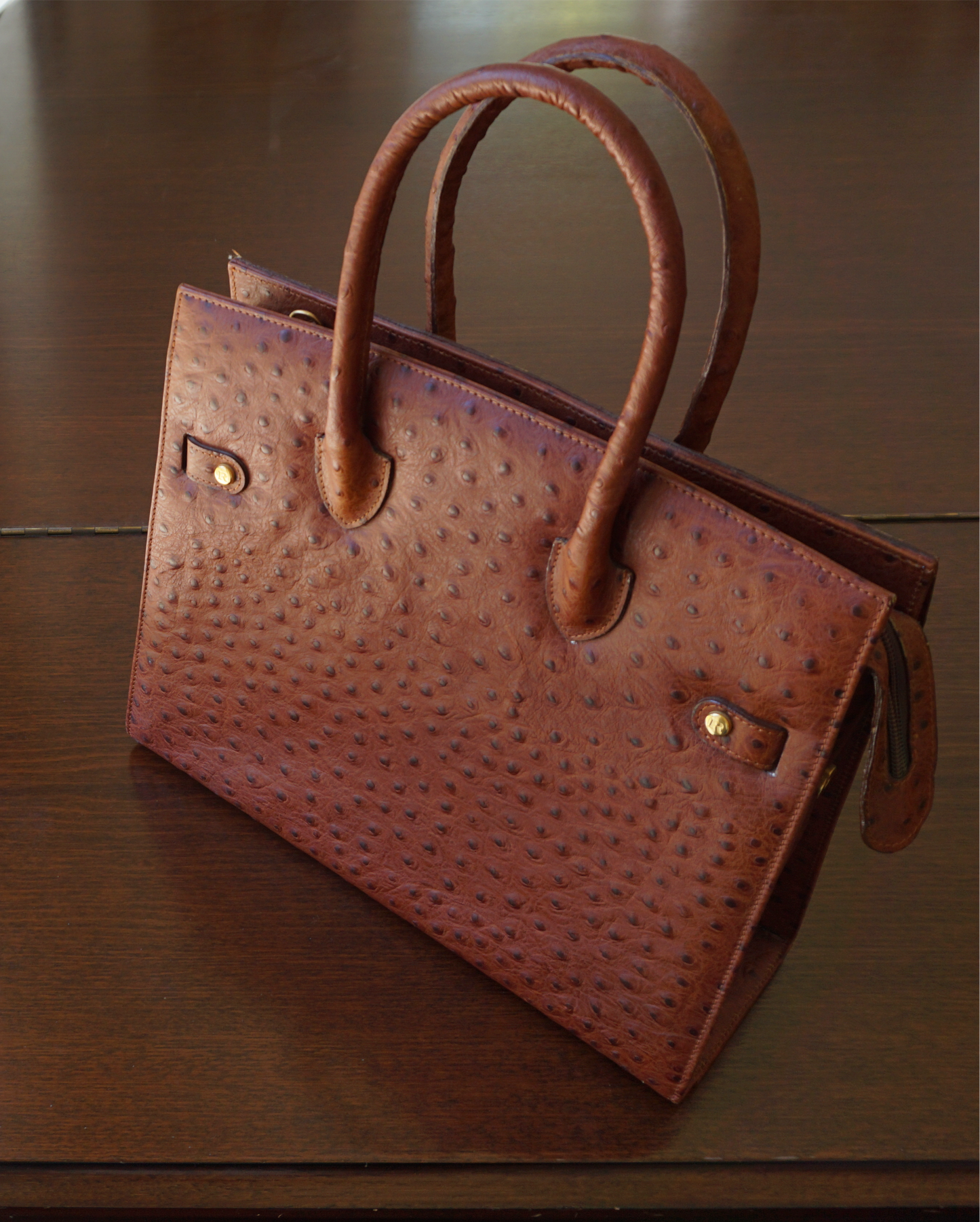 Francesco ROGANI large ostrich brown leather bag