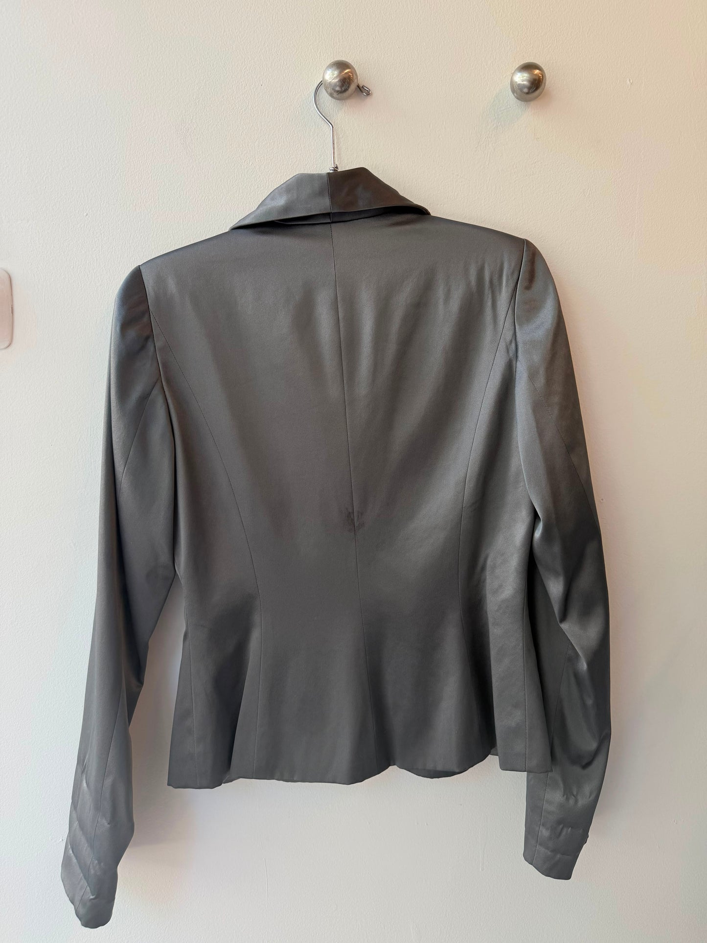 Renato Nucci 2000s Silver Silk Fitted Blazer