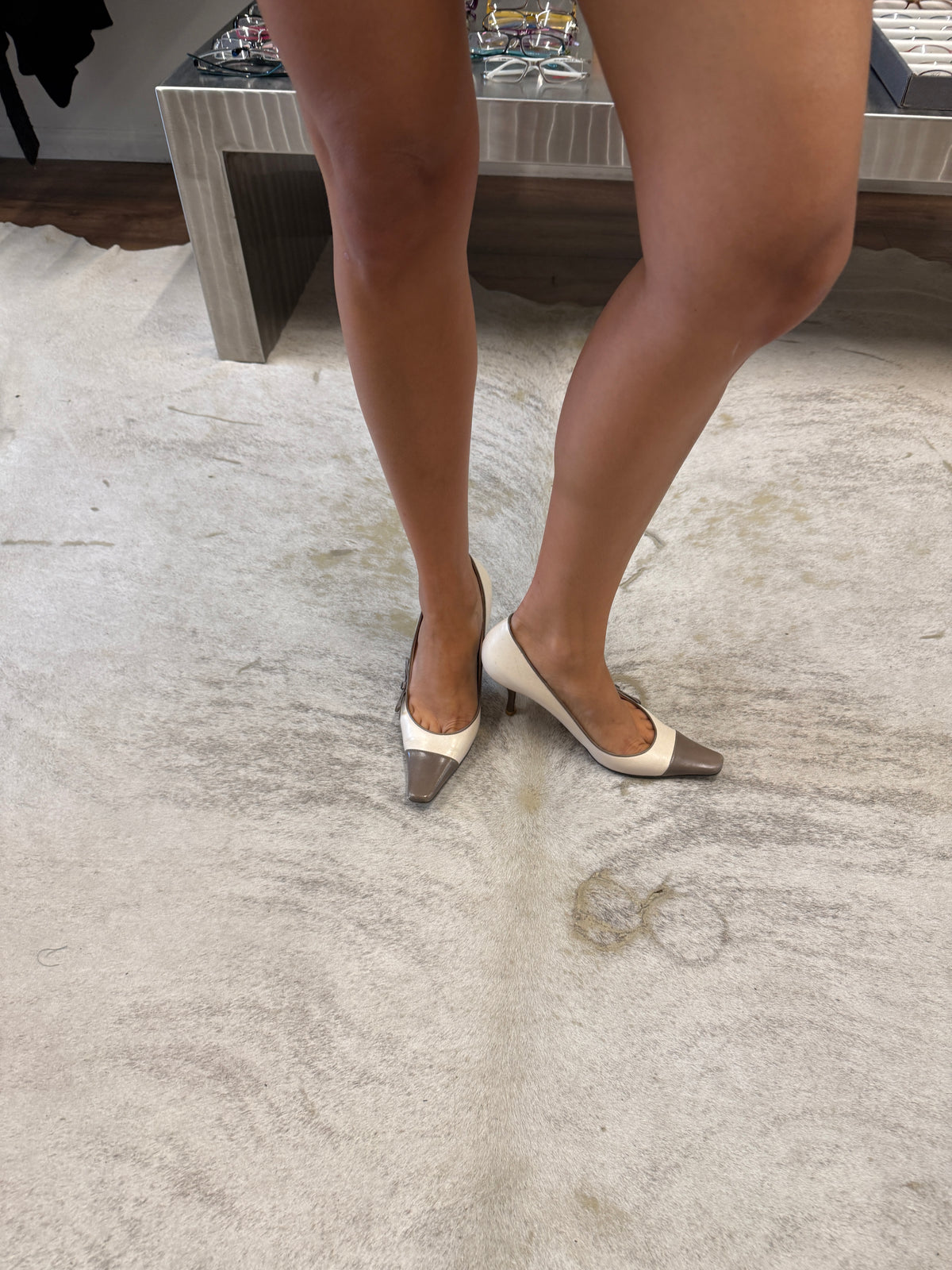 Chanel CC Bow Cap Toe Pumps 36.5 EU