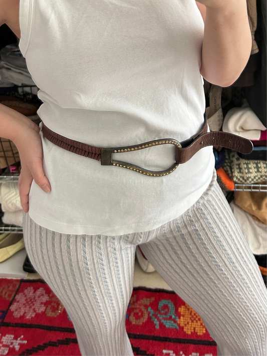 Vintage buckle fold belt - brown