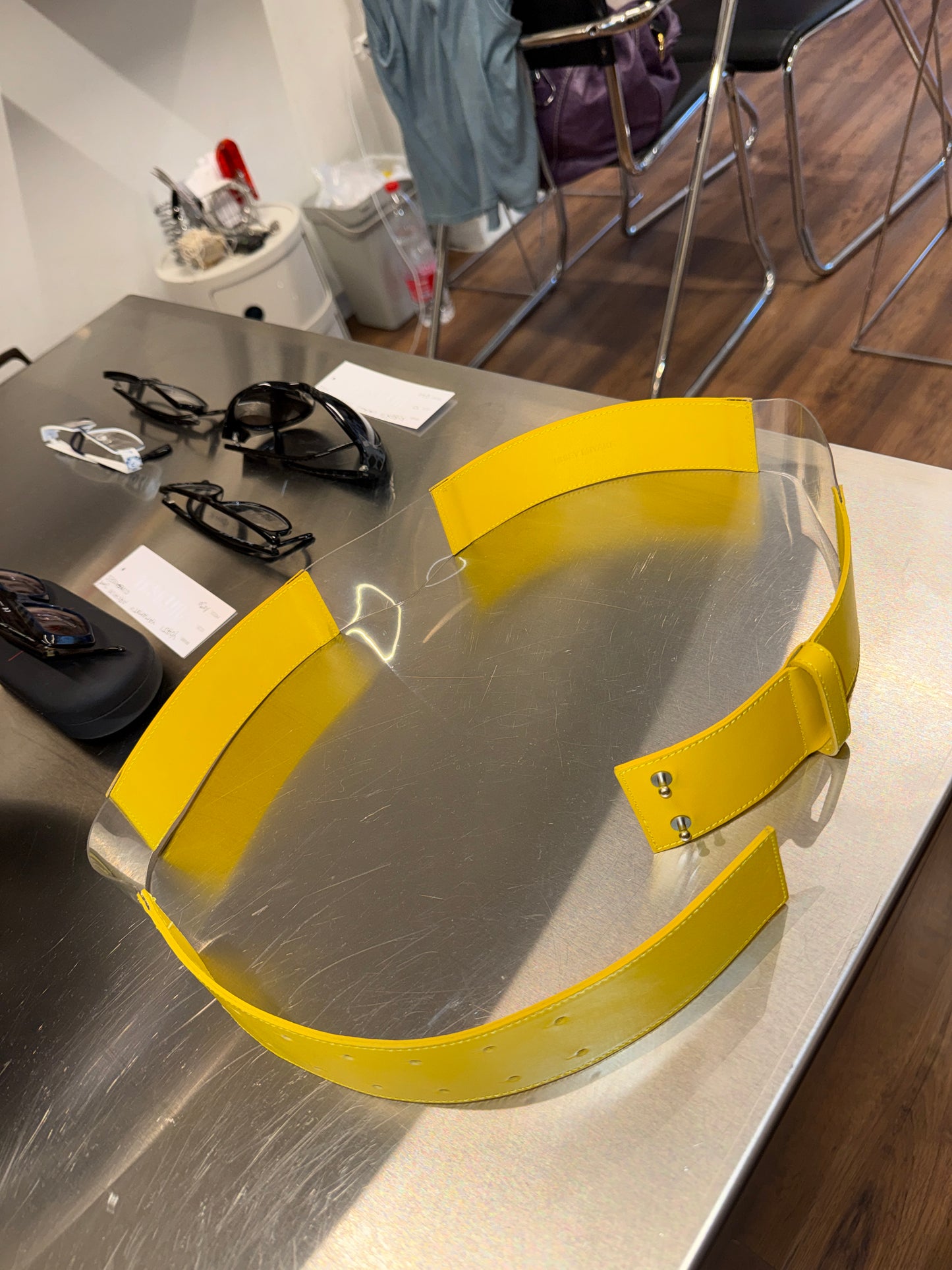 Issey Miyake 2000s Yellow Leather & Clear Vinyl Belt