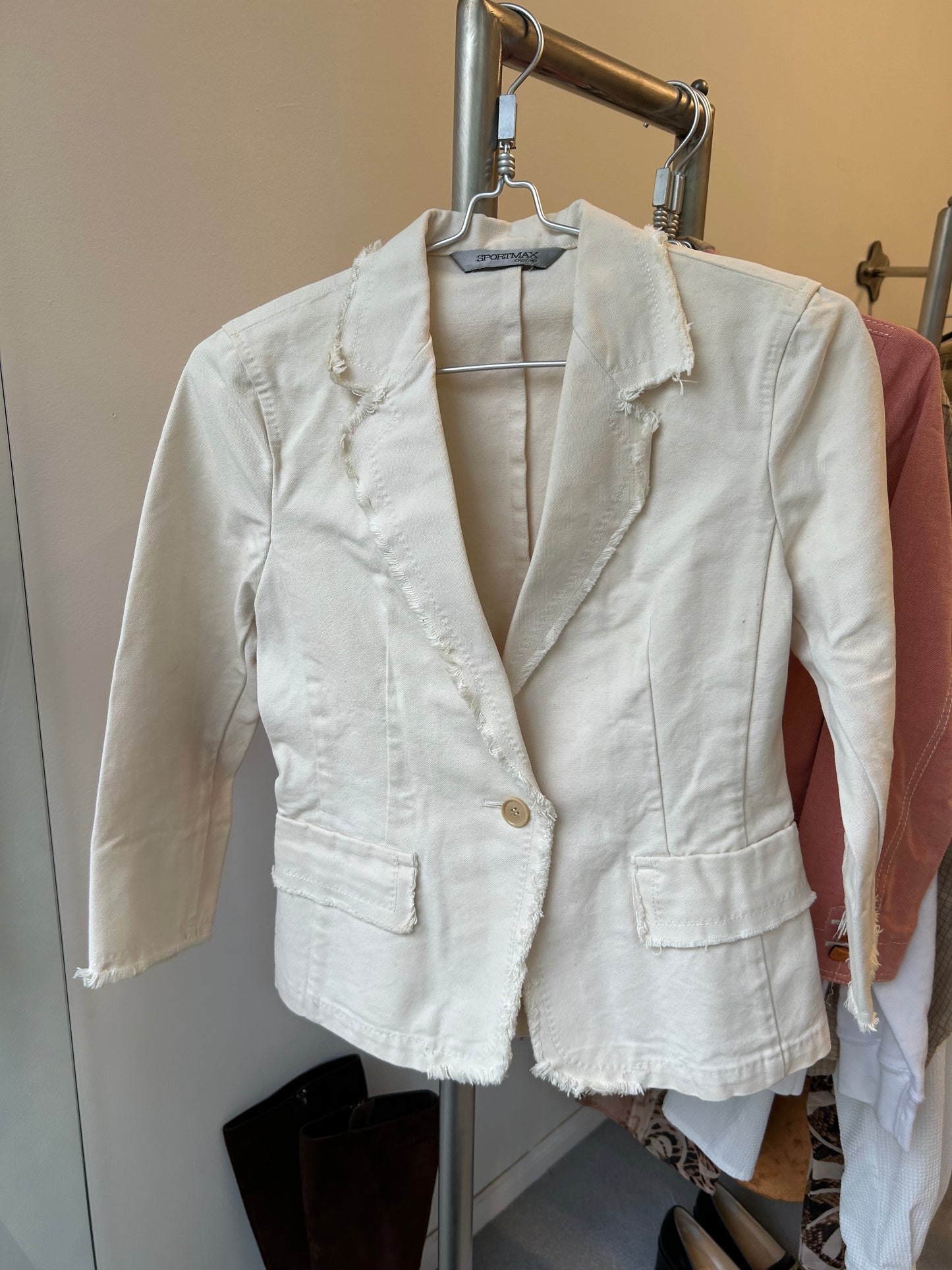 SPORTMAX cream frayed jacket