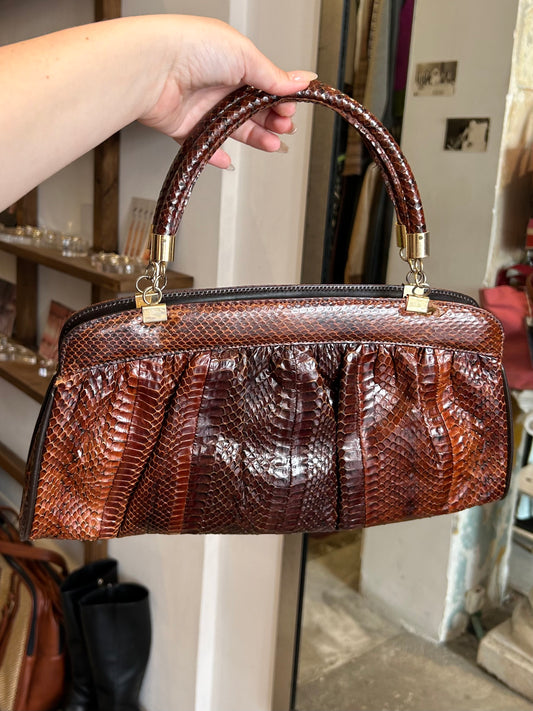 Vintage snakeskin leather evening purse