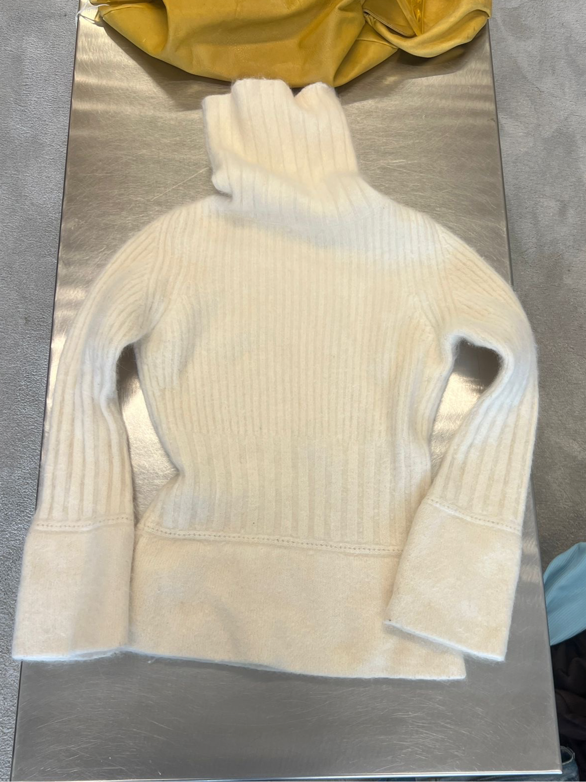 white mohair turtleneck sweater