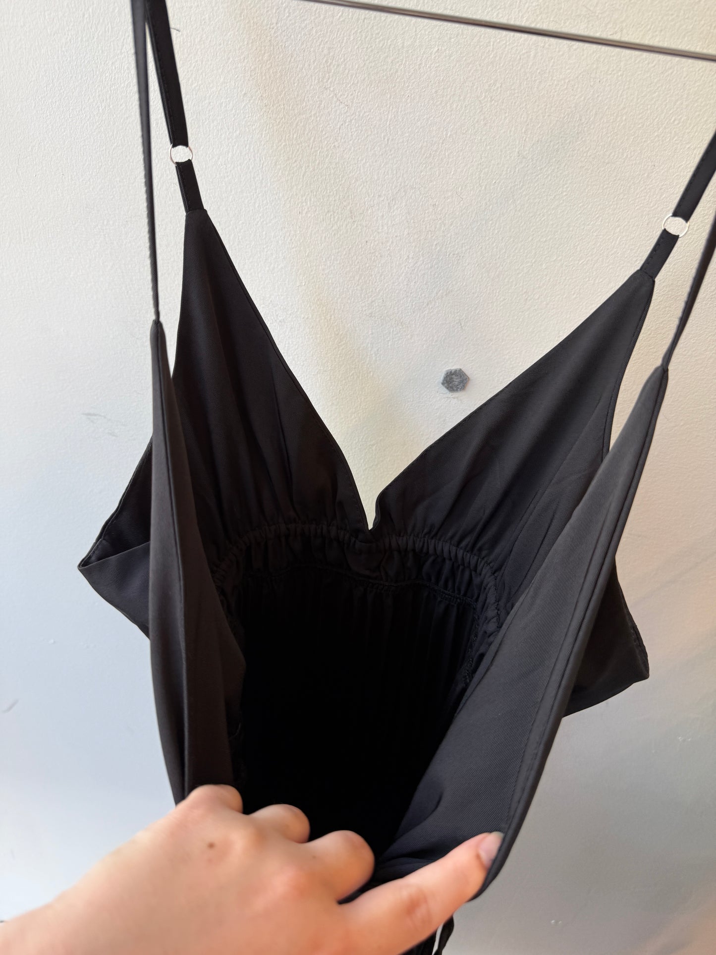 Black Pleated Slip Dress