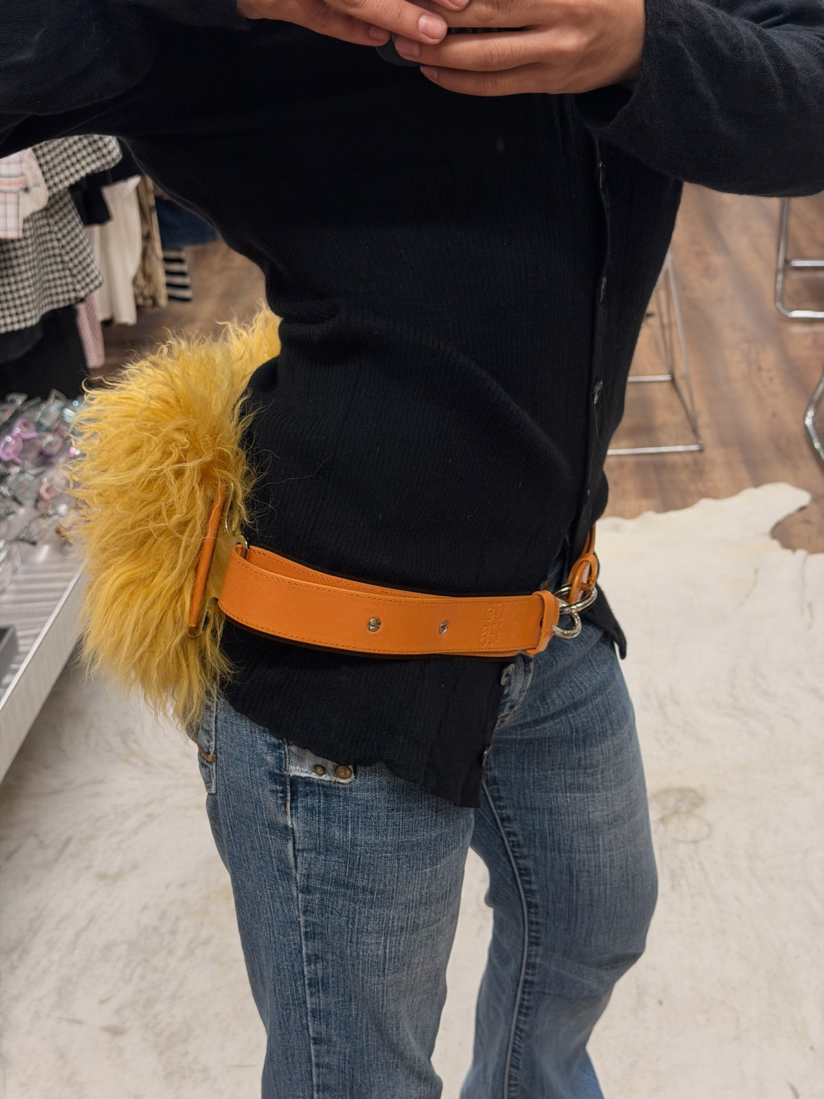 KENZO Fur Panel Wide Belt