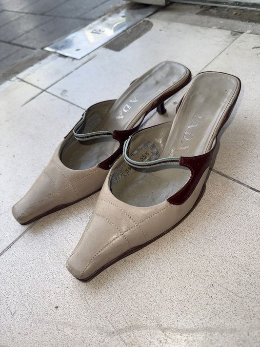 Prada Leather Kitten Heel Mules — 1998-2003
