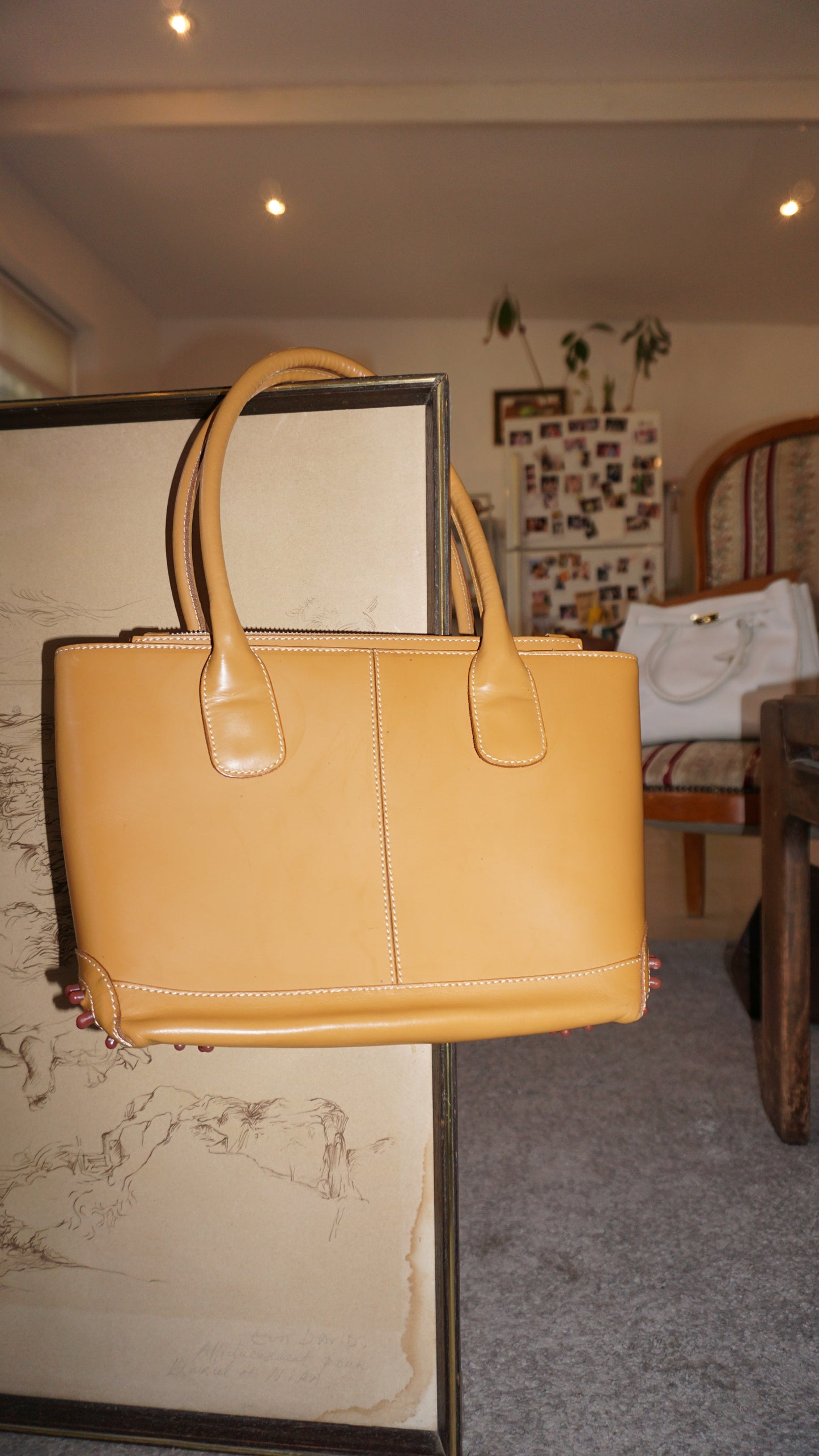 Tod’s D bag plain brown yellow leather