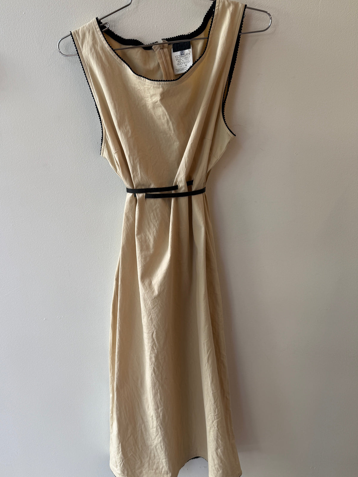 D&G Dolce & Gabbana Cream Belted Midi Dress 2000s