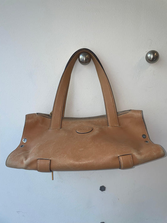 Tod’s Blue Lined Calf Leather Shoulder Bag c. 2000s