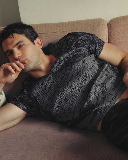 Pleats Please Issey Miyake Graphic Pleated Top 2000s