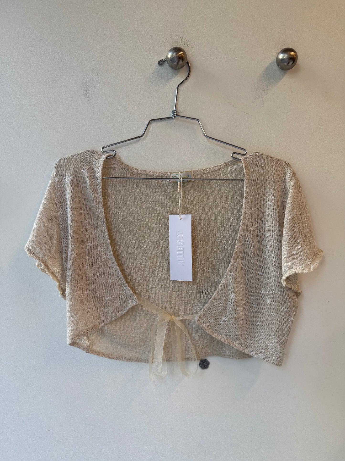 Diben Vintage Sheer Linen Tie-Front Crop Top 1990s