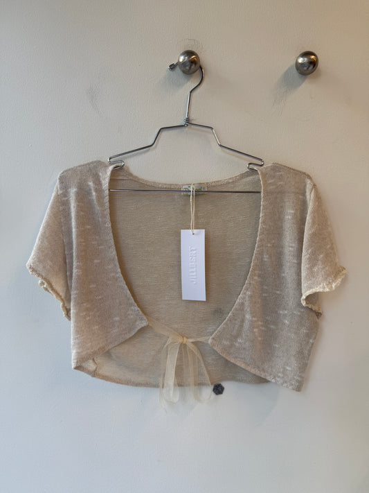Diben Vintage Sheer Linen Tie-Front Crop Top 1990s