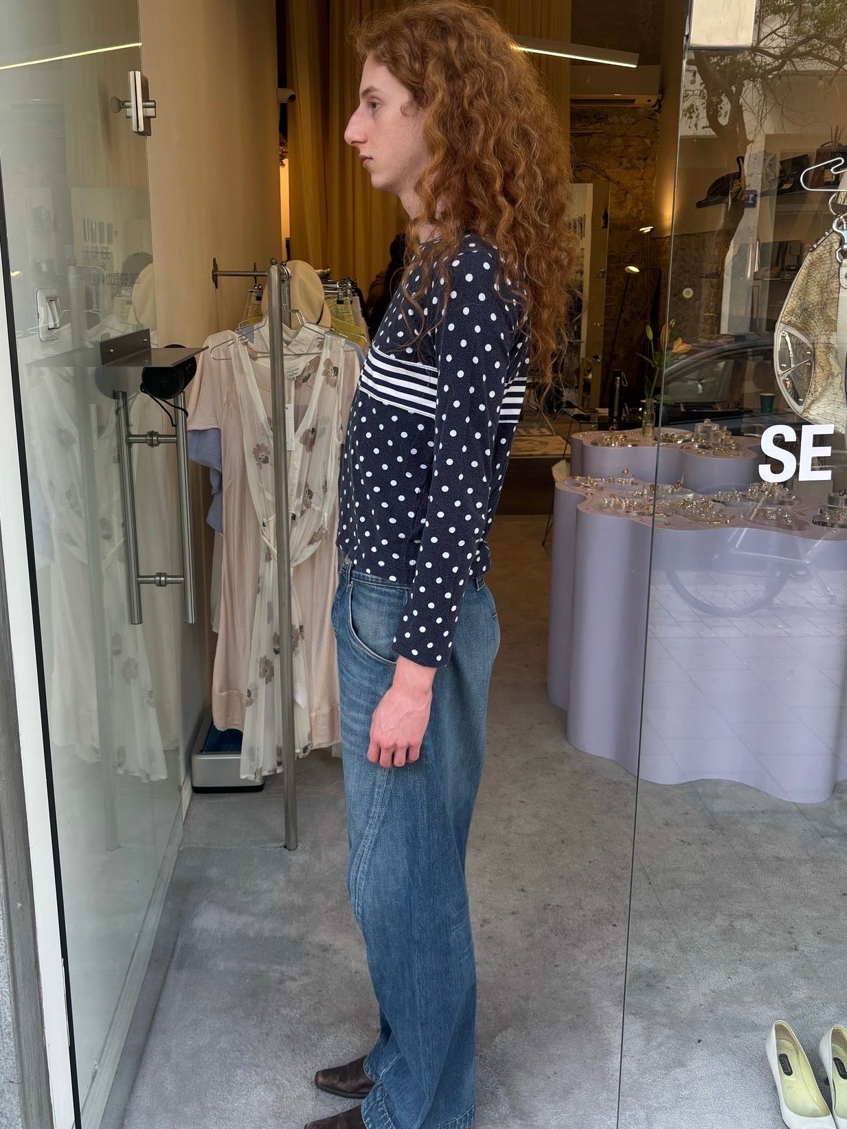 Comme des garçons polka dot long sleeve tee