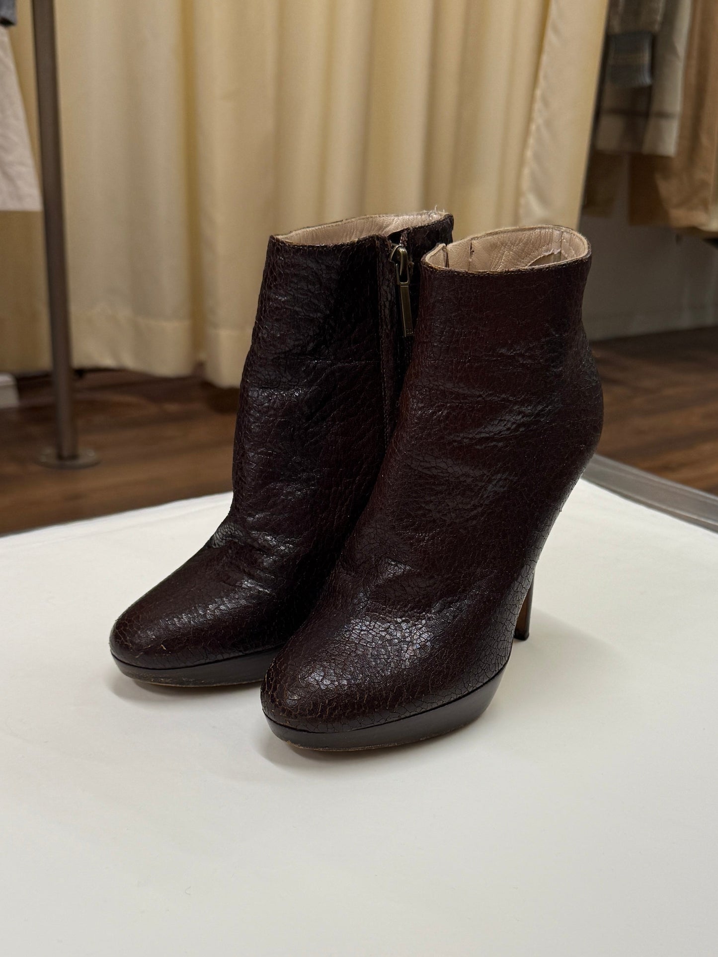 Christian Dior Crackled Leather Ankle Boots late 2000s