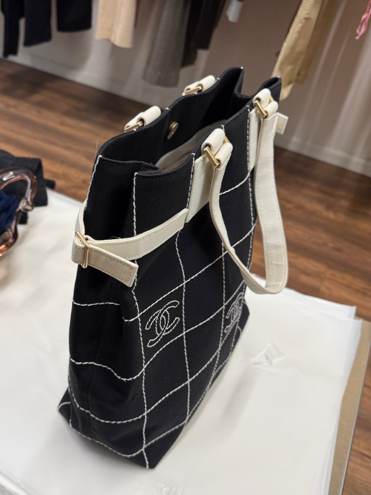 Chanel Quilted Canvas Tote Bag 2003