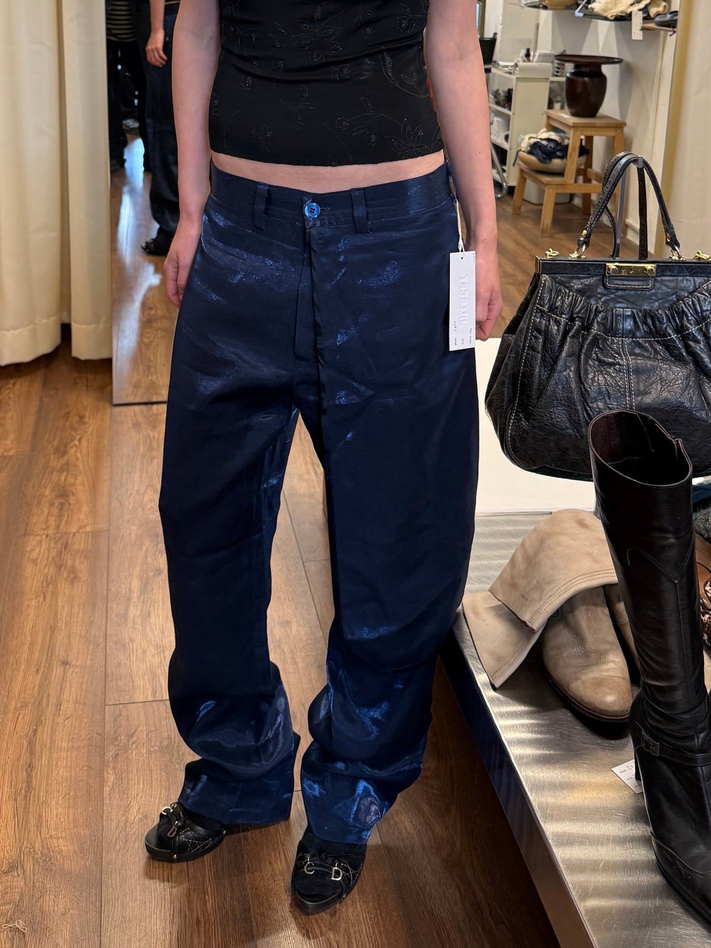 Mote Chason Metallic Coated Trousers 1990s–Early 2000s