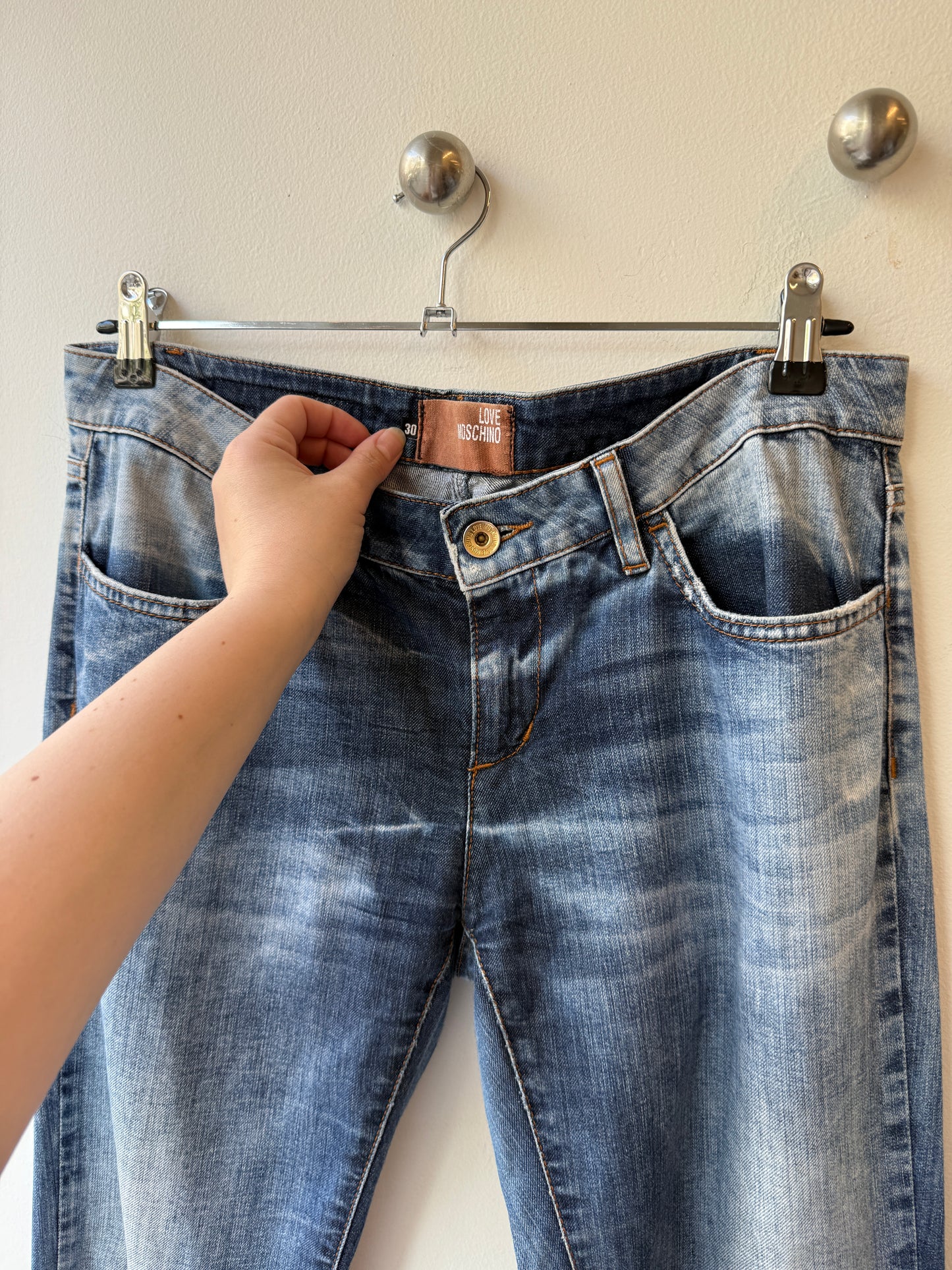 Love Moschino Washed Denim Flare Jeans