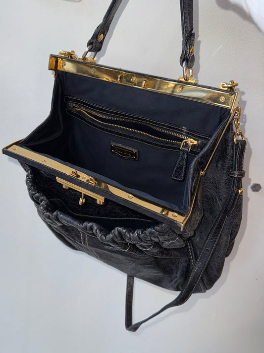 Miu Miu soft black leather frame bag