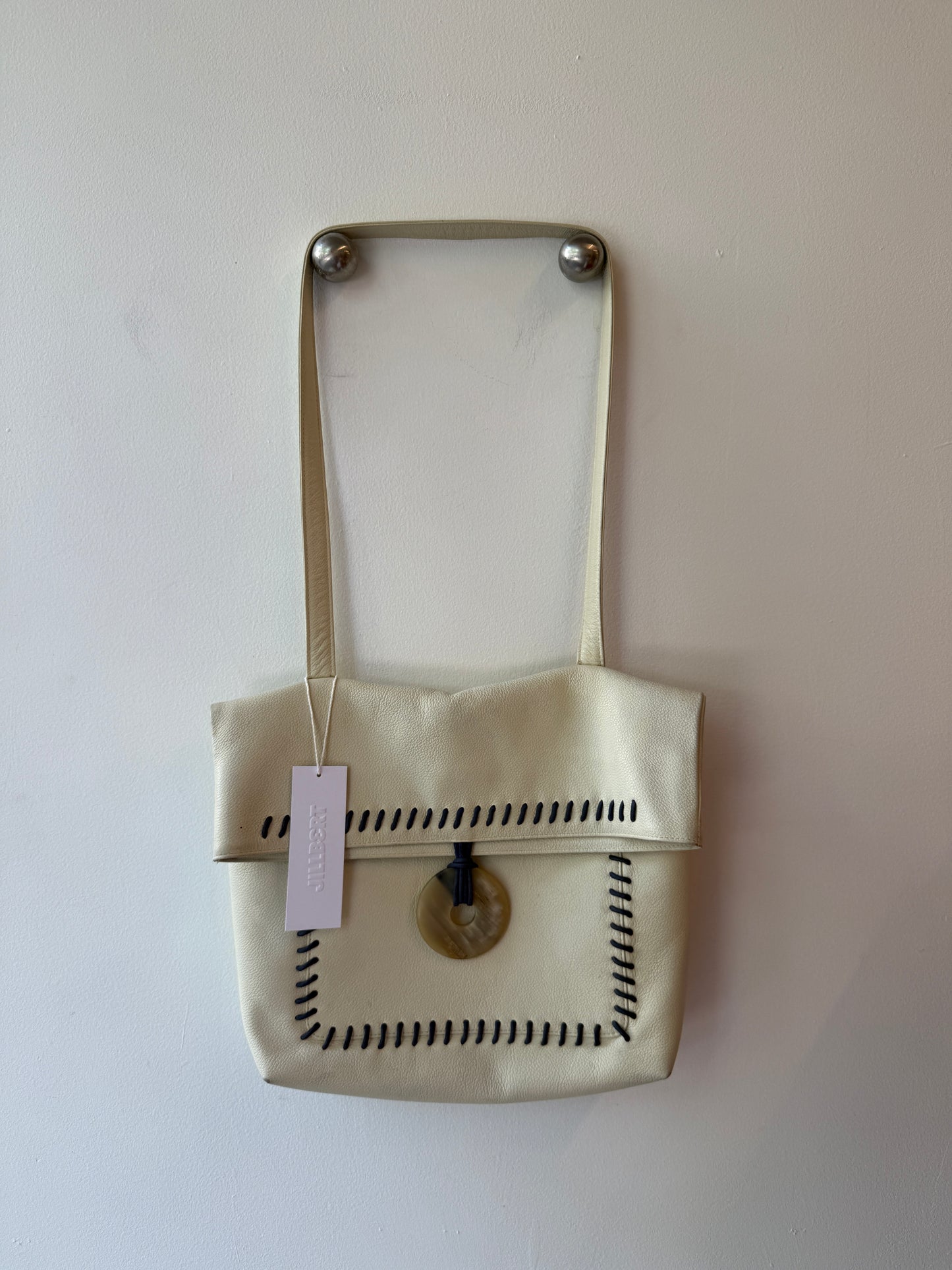Vintage Yves Saint Laurent Whipstitch Leather Shoulder Bag c. 1990s