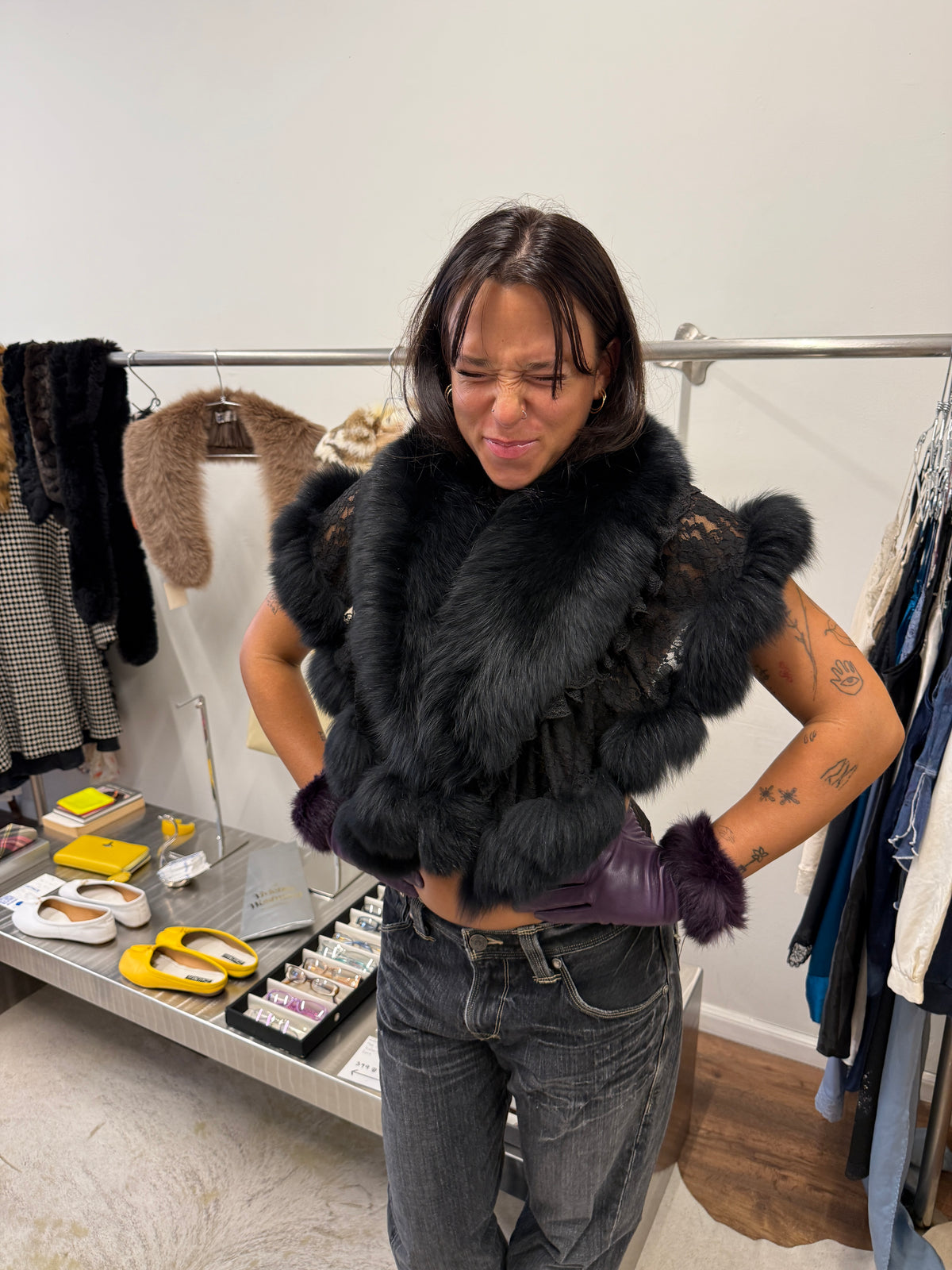 Fox Fur Stole with Lace