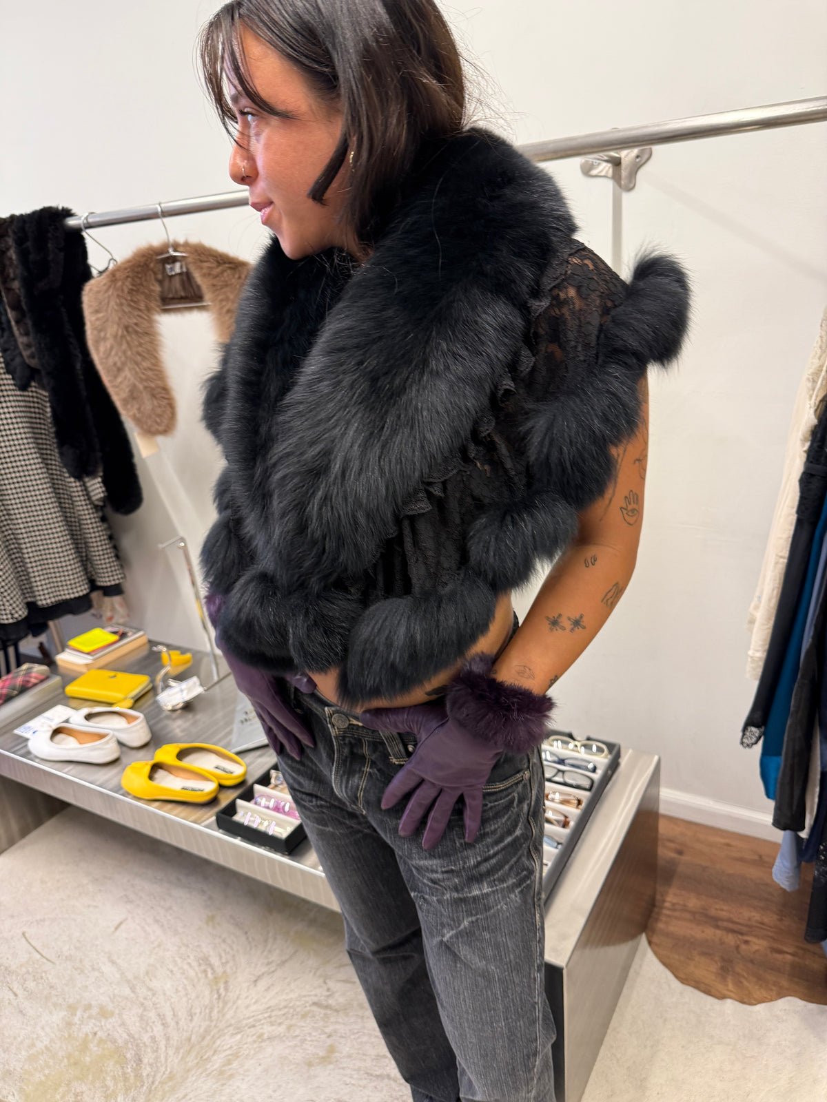 Fox Fur Stole with Lace