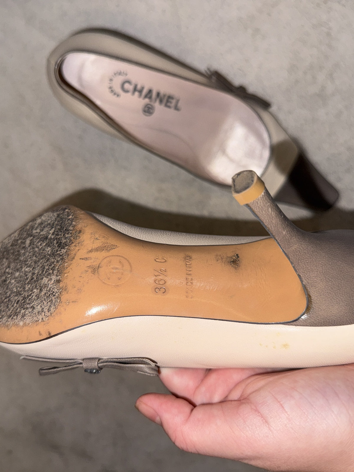 Chanel CC Bow Cap Toe Pumps 36.5 EU
