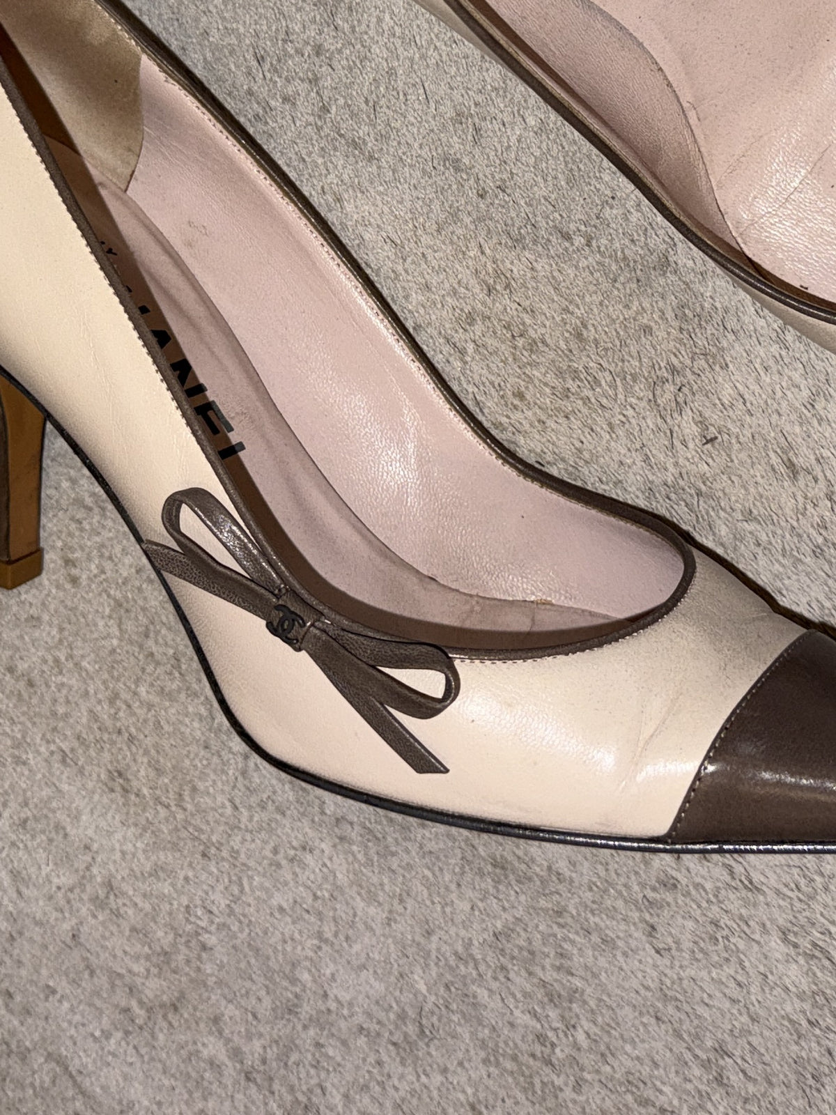 Chanel CC Bow Cap Toe Pumps 36.5 EU