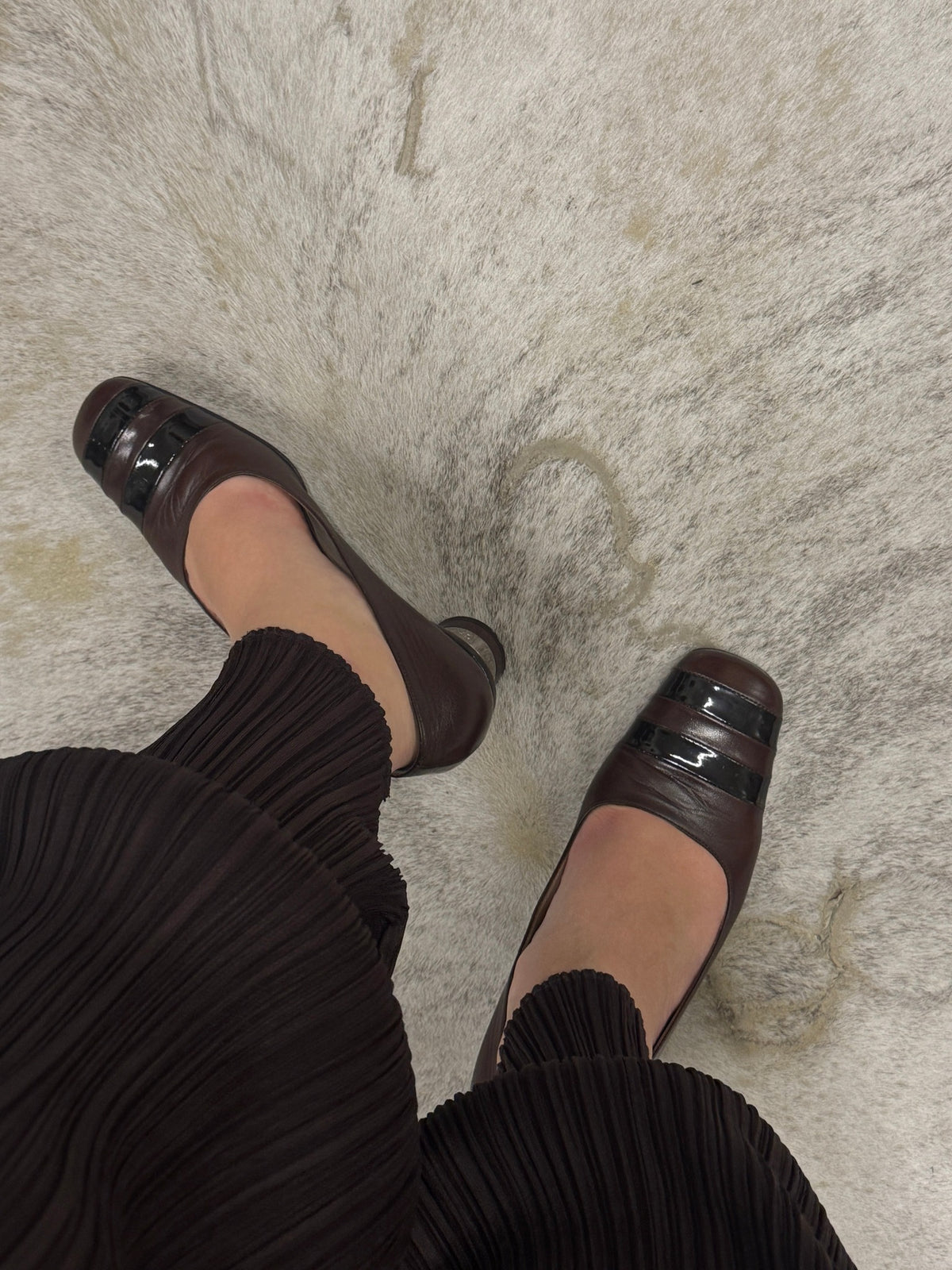 Chanel Leather Patent Stripe Toe Pumps 37 EU