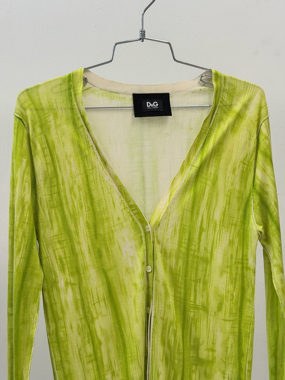 D&G Dolce & Gabbana Silk Brush Print Cardigan