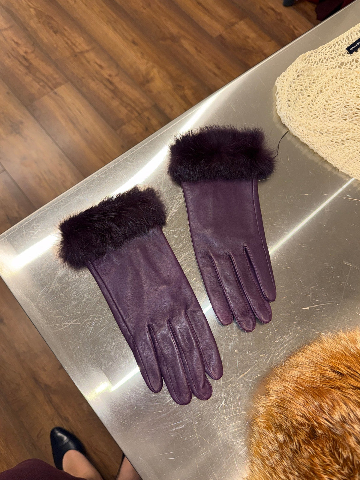 Leather Gloves with Fur Cuffs