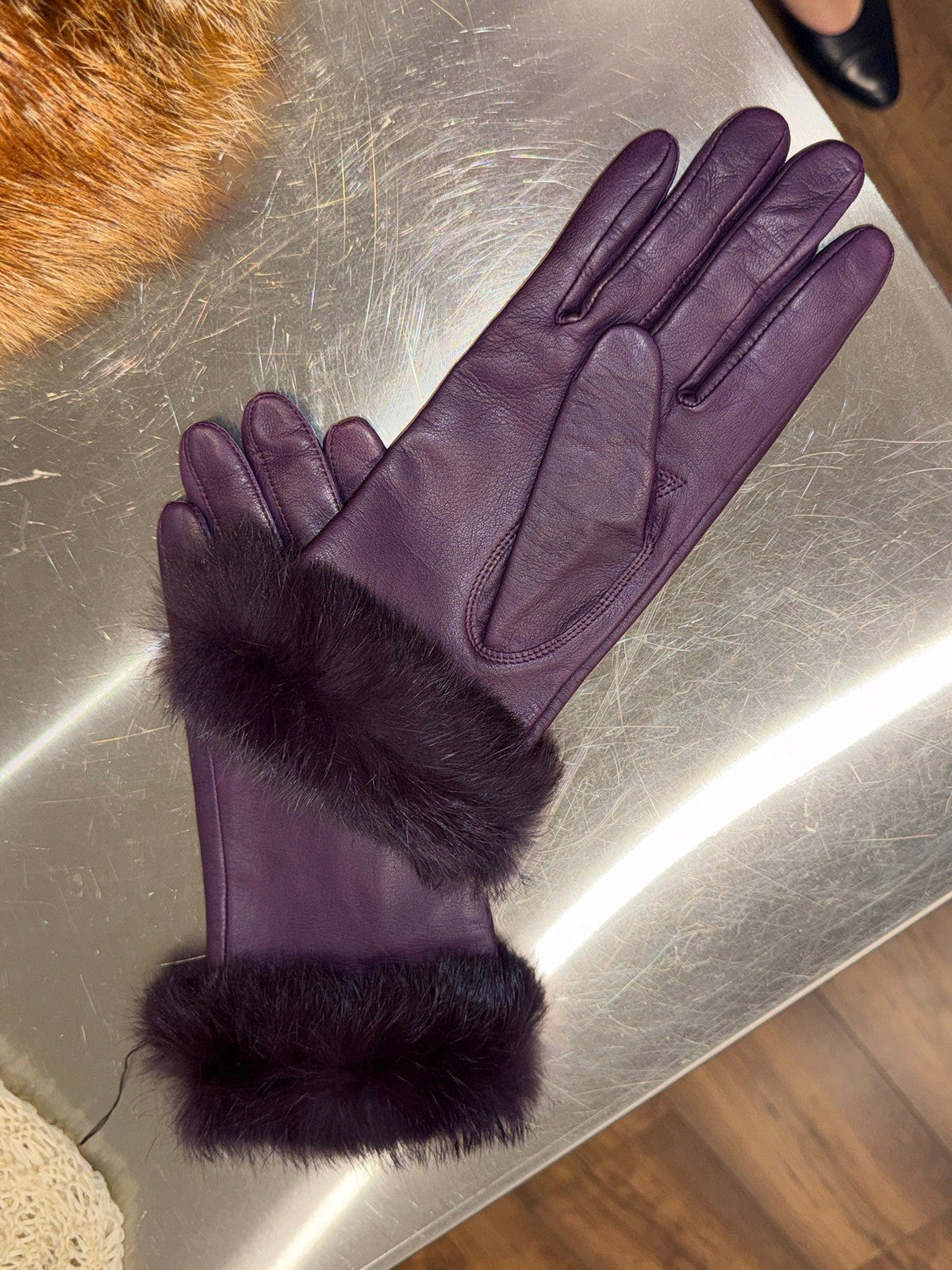 Leather Gloves with Fur Cuffs