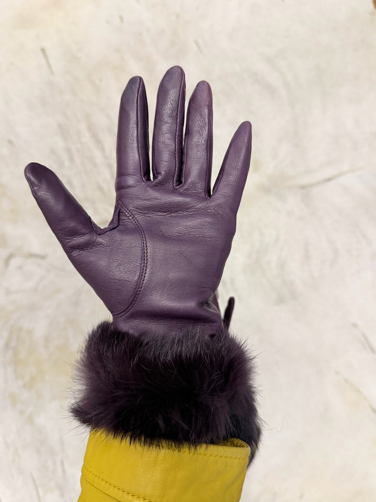 Leather Gloves with Fur Cuffs