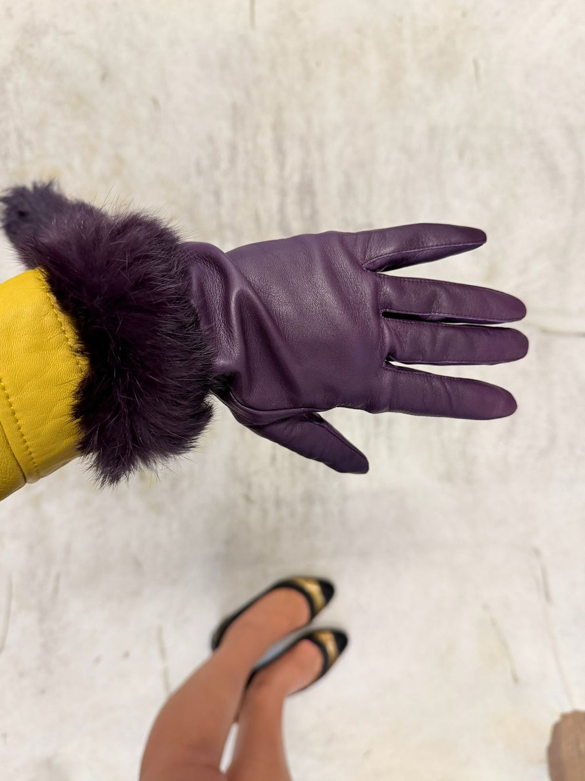 Leather Gloves with Fur Cuffs